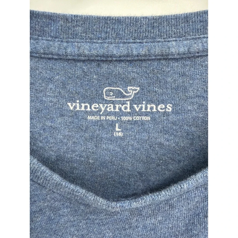 Vineyard‎ Vines Boys Blue Football Whale Long Sleeve Pocket T-Shirt Size L 16